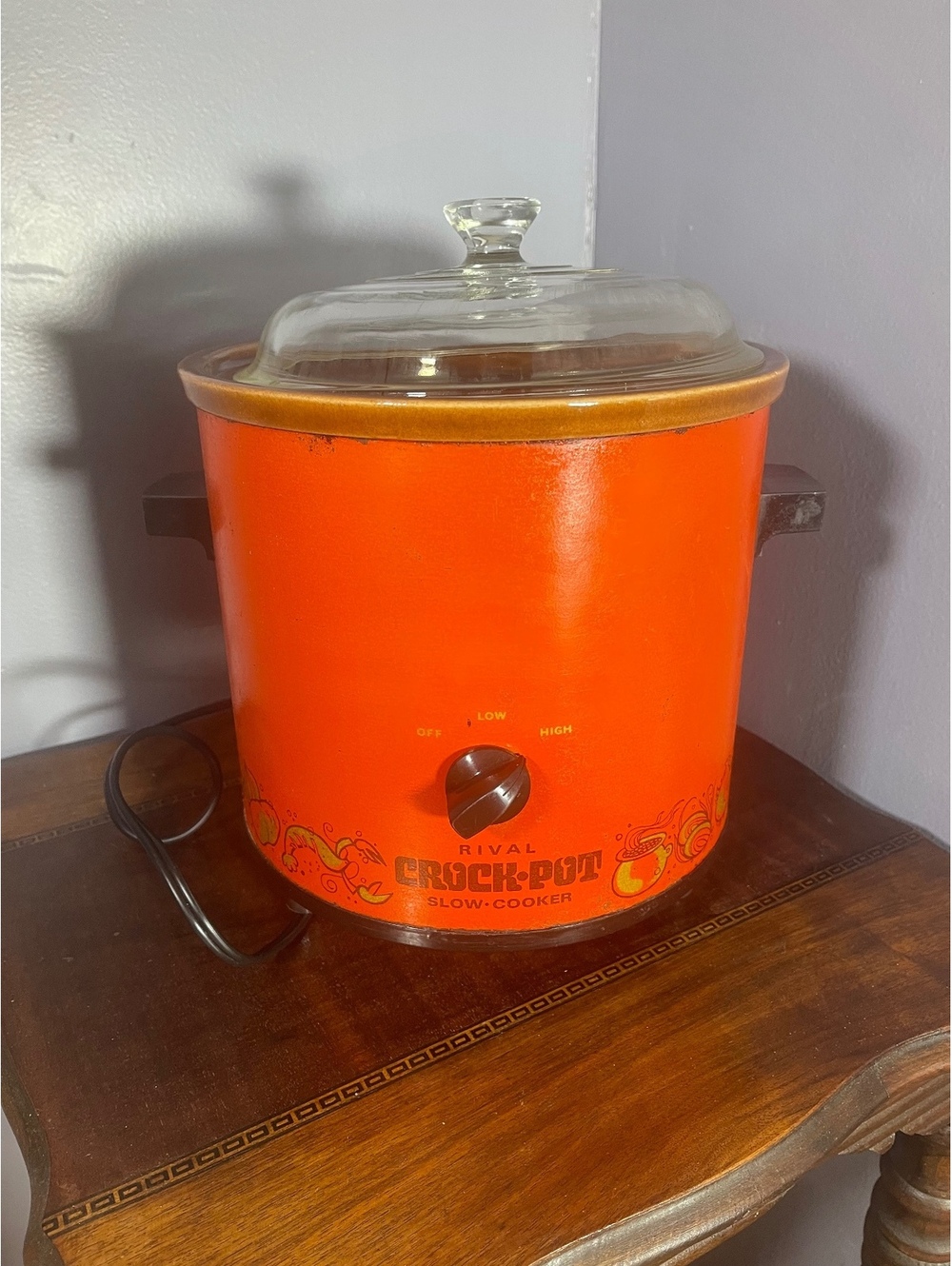 Vintage Rival Crock-Pot Slow Cooker Orange with Glass Lid